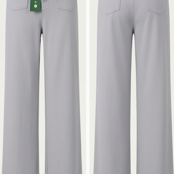 HALARA Pants - HALARA Light Gray Wide-Leg High-Rise Pants